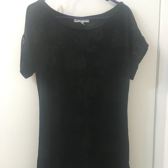 Black Velvet Dress Floral Burnout - Picture 2 of 5